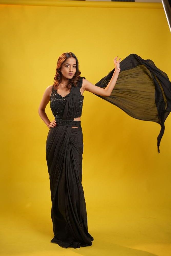 Black Drape Saree view 2